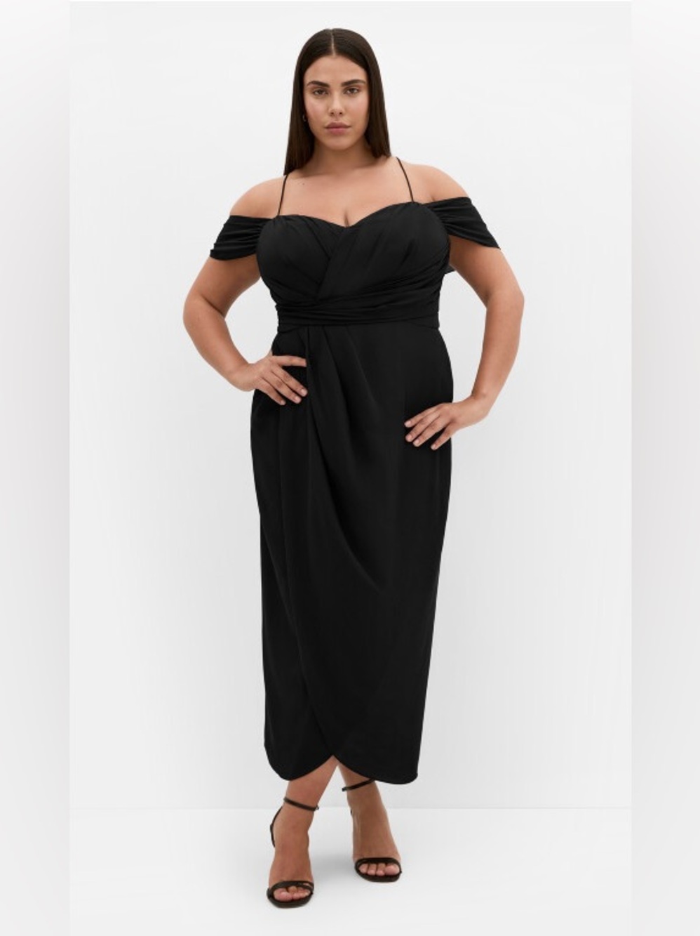 NWT City Chic Entwine Tulip Drape Maxi Dress Black Dress Size 20